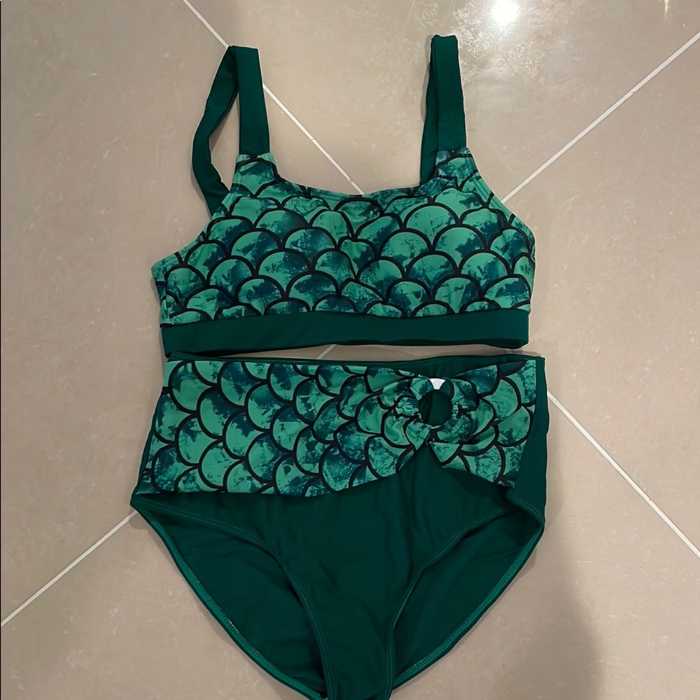 Green‎ Mermaid Scale Bikini Set
